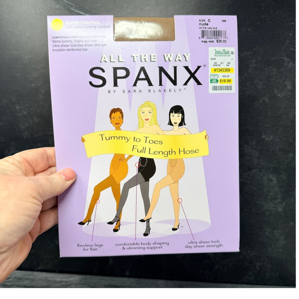 Spanx All The Way Pantyhose Super Control Nylon Nude Size C Tummy Support Tights